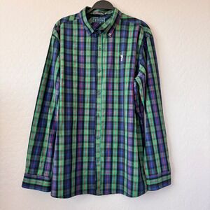 William Murray Mens XLarge Button Down Shirt Plaid Golf Embroidered Logo